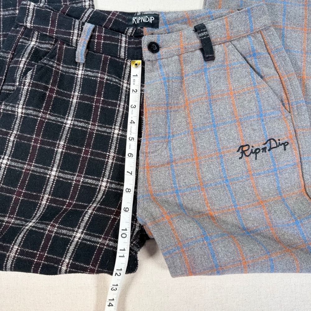 RipNDip Split Plaid Pants Mens/Uni 30" Wool Blend Two Tone Black Grey Streetwear - Picture 4 of 13